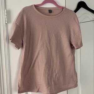 Maternity Tan Waffle Knit Short Sleeve Top
